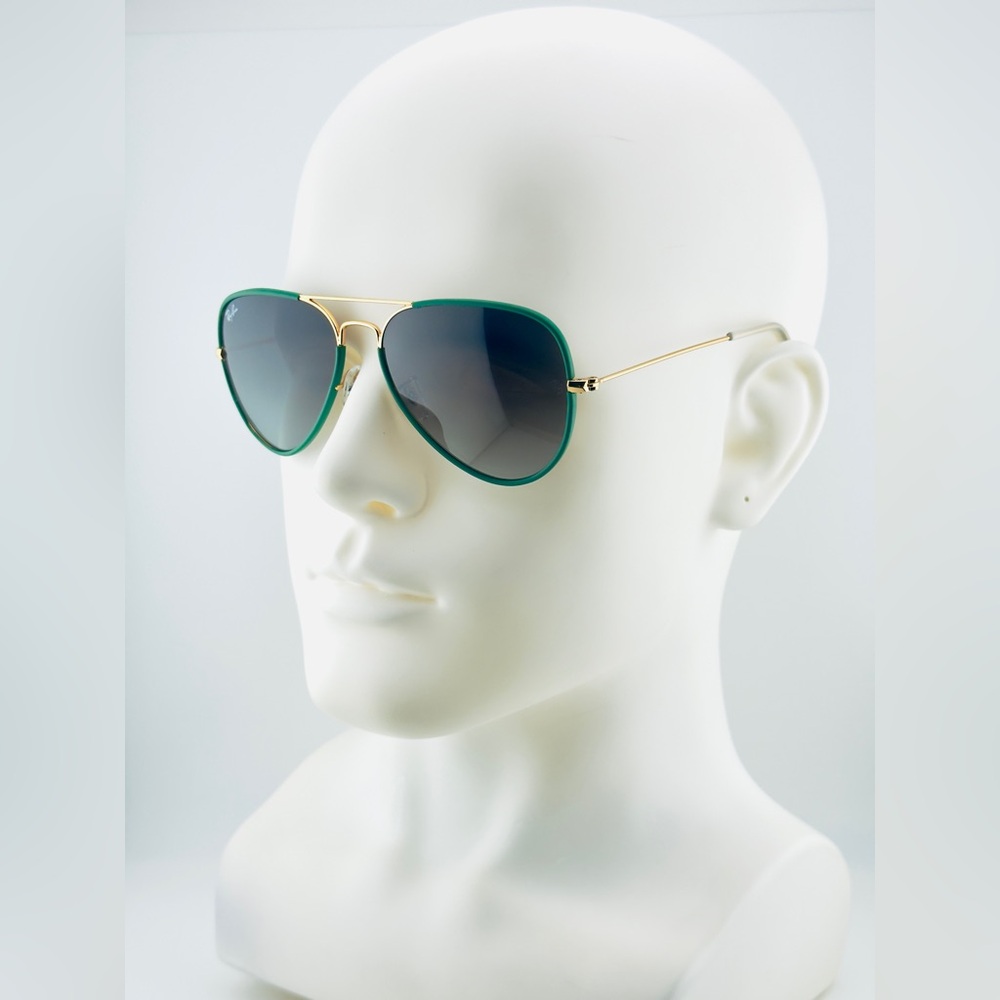 Ray-Ban Aviator Full Color Sunglasses RB3025JM Gold Green Frame Gradient Lenses - Picture 2 of 16